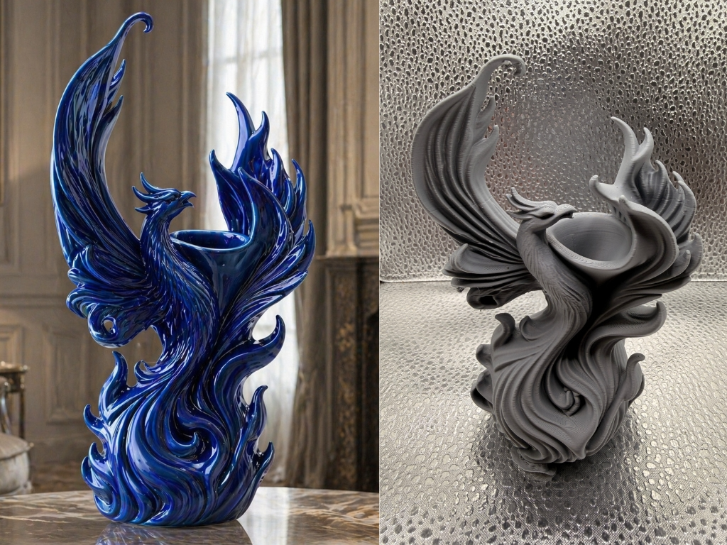 Phoenix Flame Vase Royal Fantasy Decor
