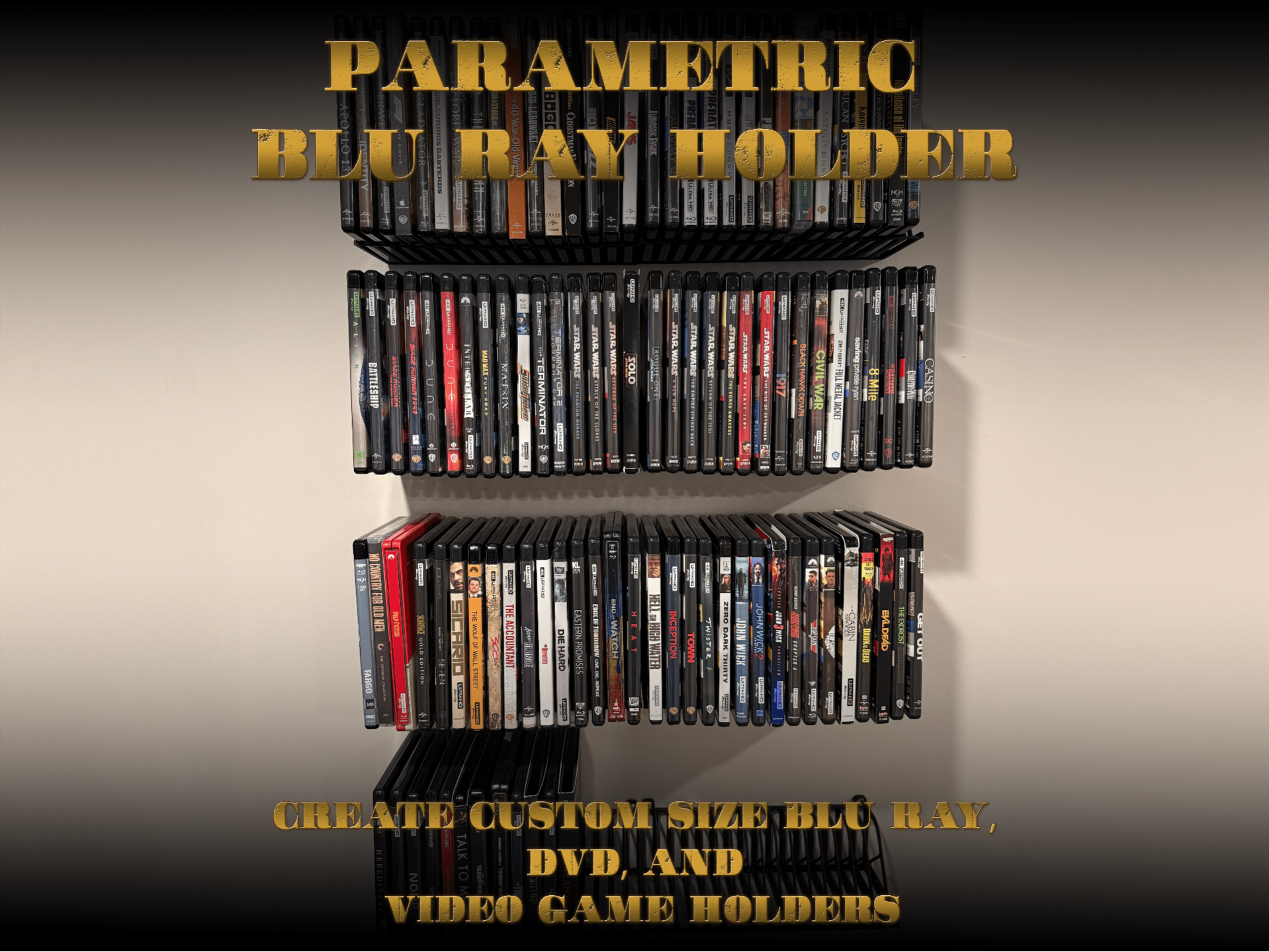 Parametric Blu-Ray and Media Holder w/ customizer