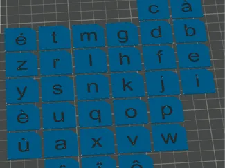 alphabet minuscule script avec lettres accentuées