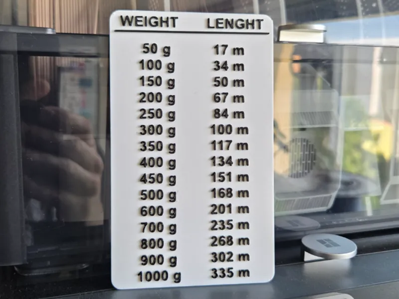 Filament meter-gram converter
