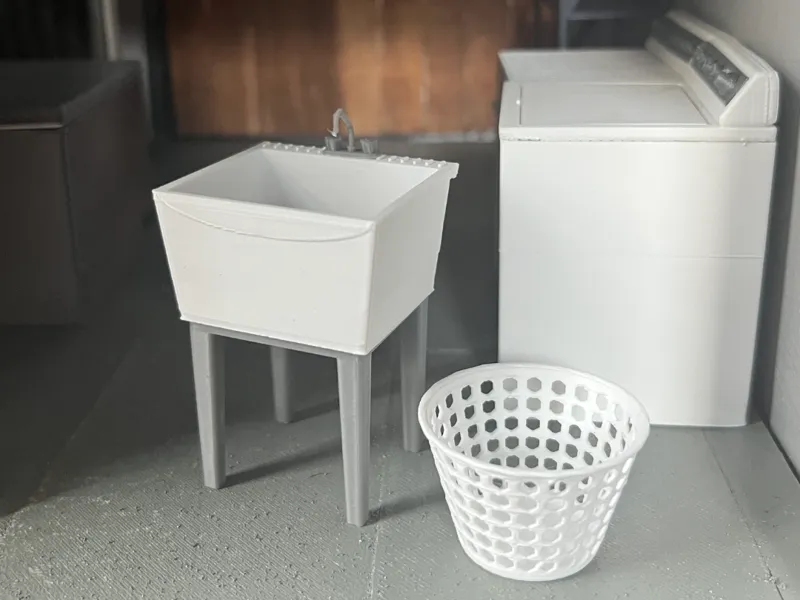 Utility Laundry Sink for Dollhouse Miniatures