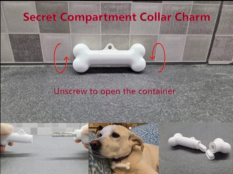 Dog Capsule Tag – Carry  Meds, Money, Info inside