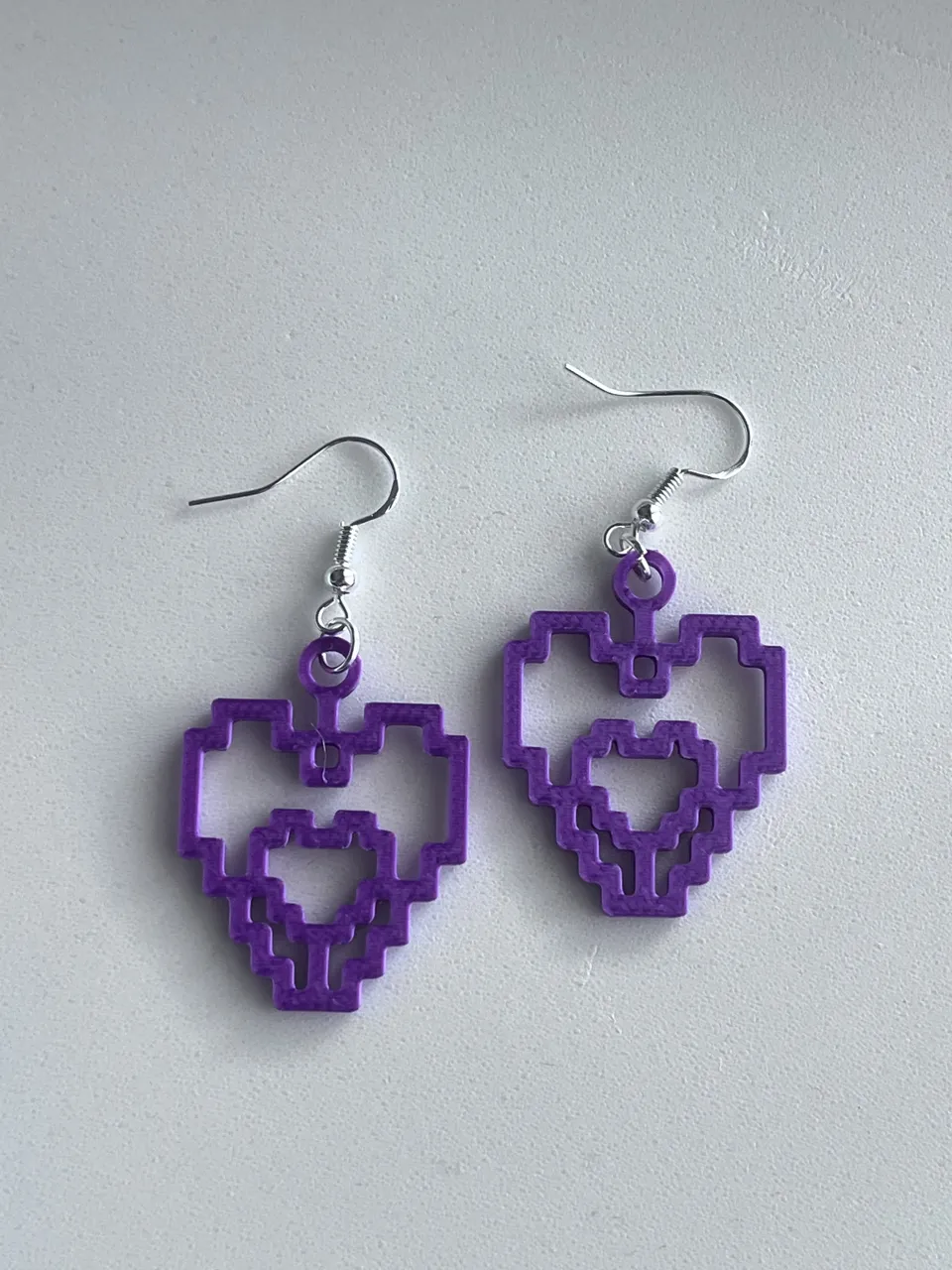 Pixel Heart Earrings - Quick Print 17 min! No AMS view 3