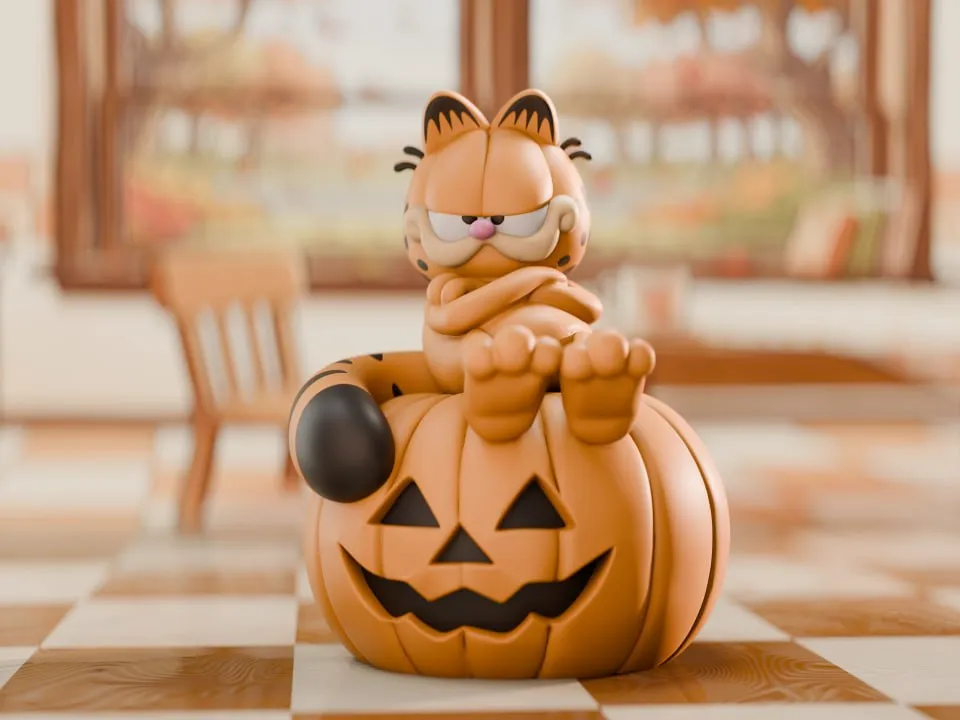 Figura decorativa: Garfield Pumpkin Collectible Figurine Halloween. Referencia del modelo original.