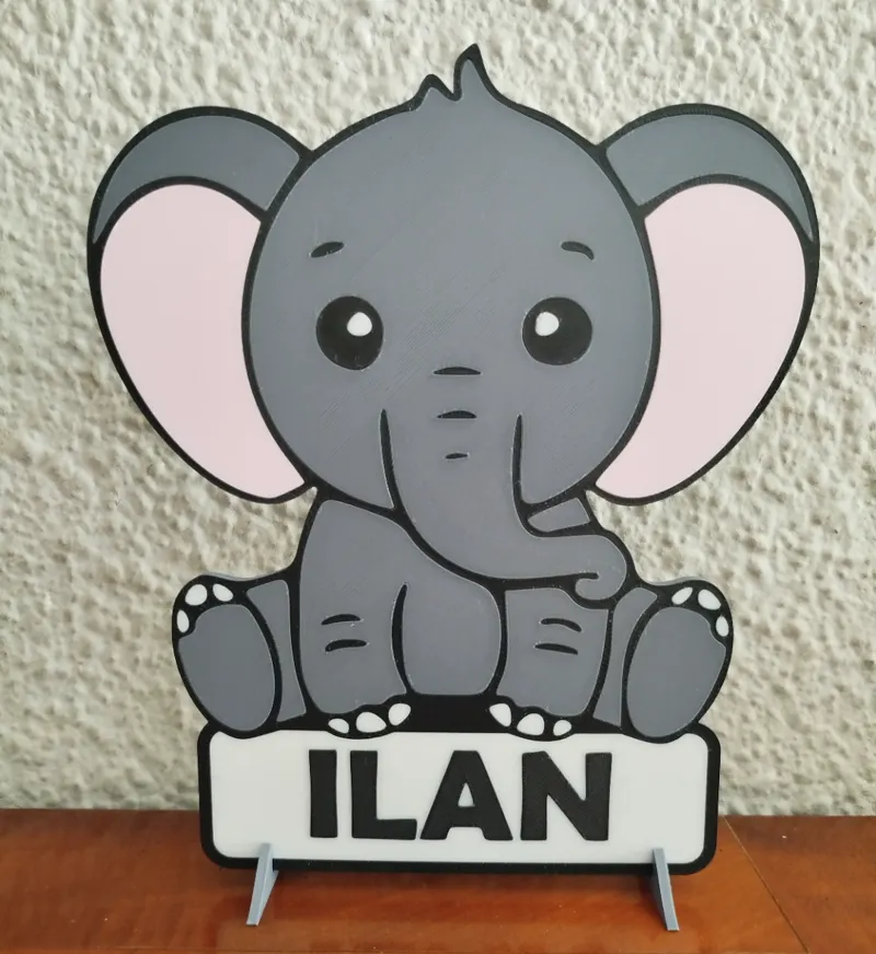 DECORATIVE ELEPHANT SIGN WITH BRACKETS (EDITABLE)