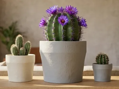 TerraForm Pot Sculptural planter w mineral texture