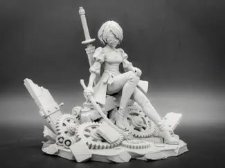 坐在废墟上的2B