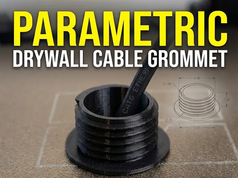 Parametric Screw-In Cable Grommet for Drywall etc.