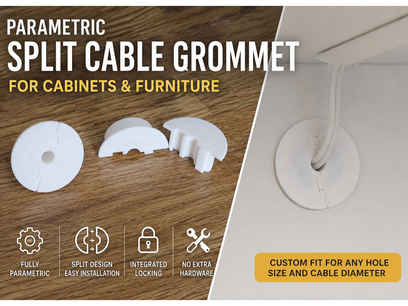Parametric Split Cable Grommet