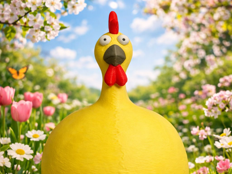 Inflated Chicken Huhn mit aufgeblasenem Körper