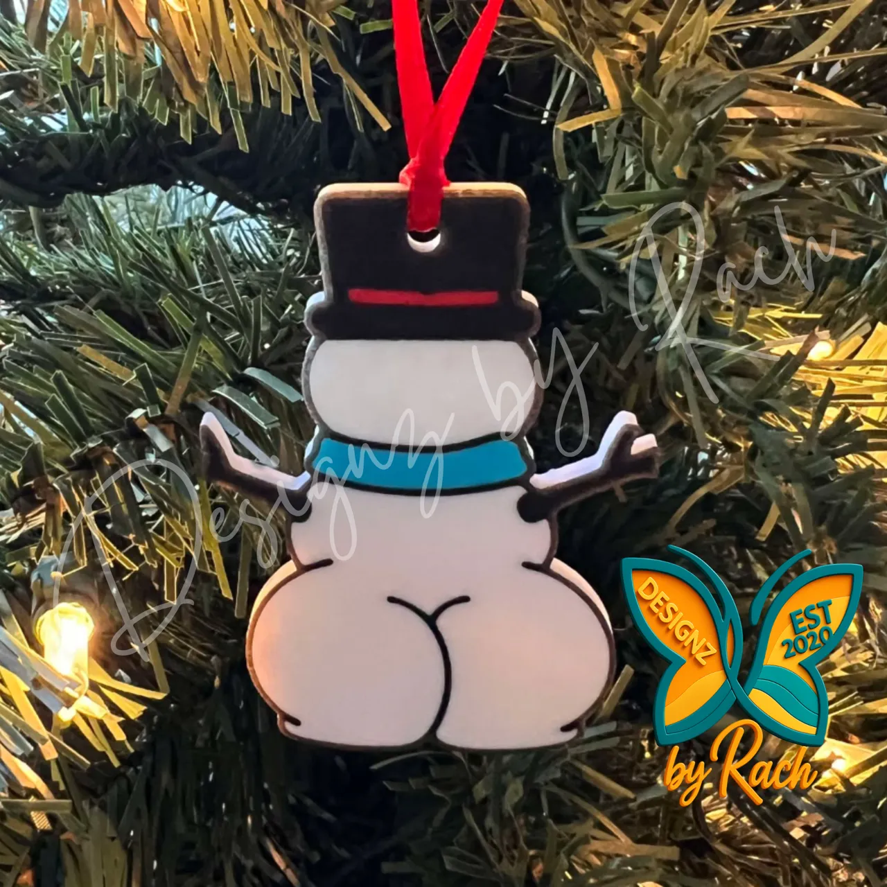 Snowman Booty Christmas Ornament view 2