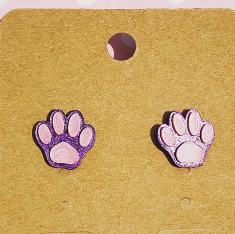 Kitten paw earrings view 2
