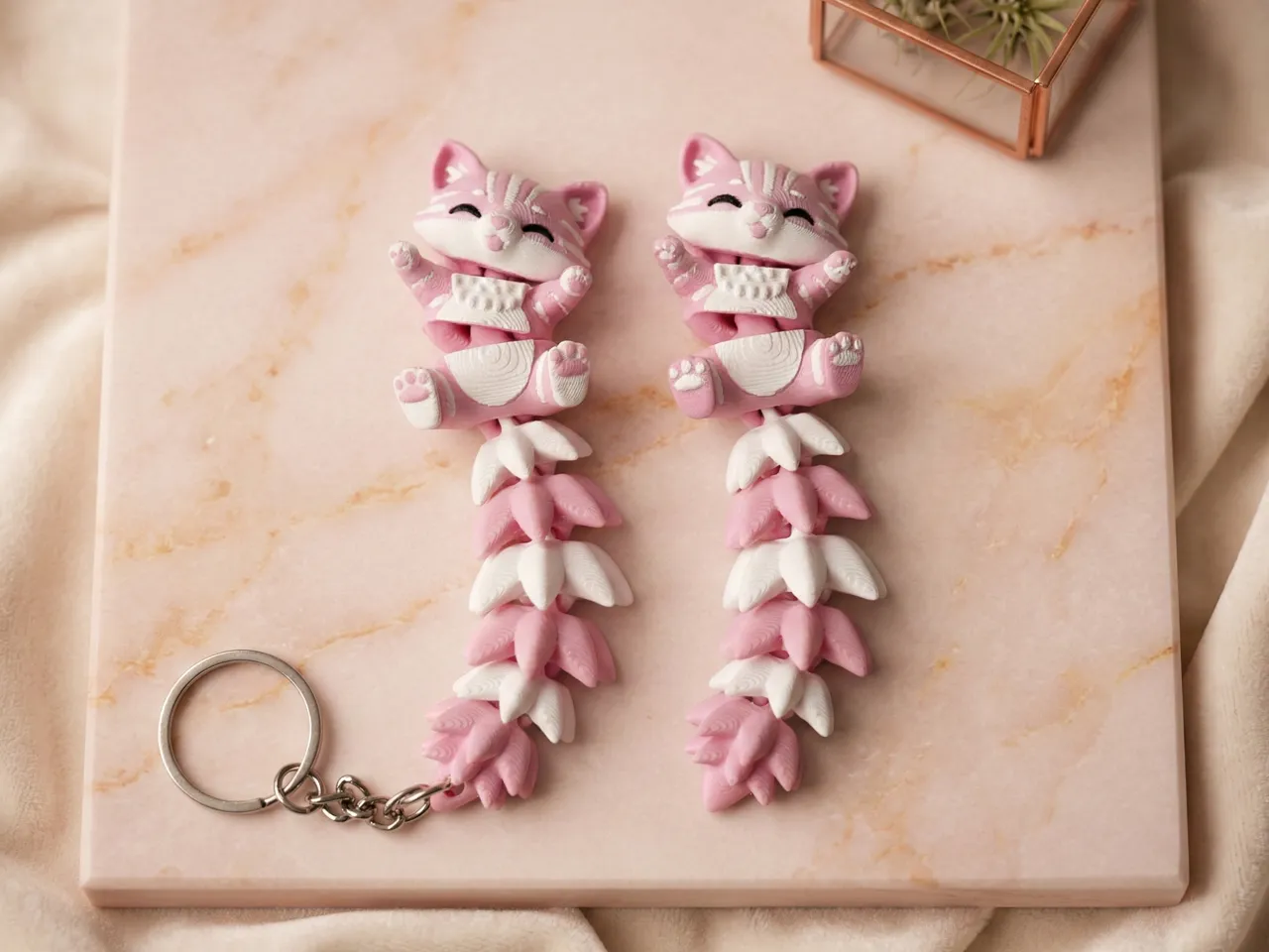 Fluffy Tail Cute Flexi Cat Toy / Keychain view 4