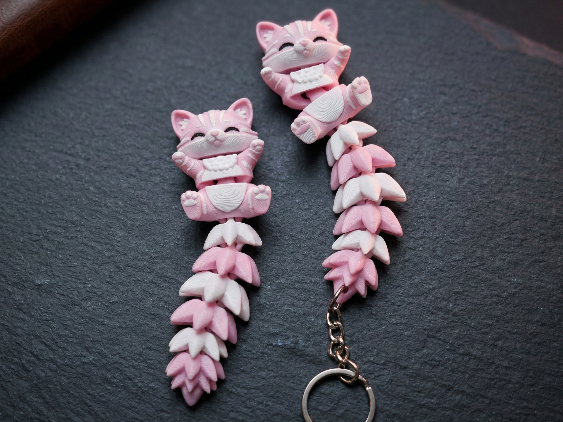 Fluffy Tail Cute Flexi Cat Toy / Keychain