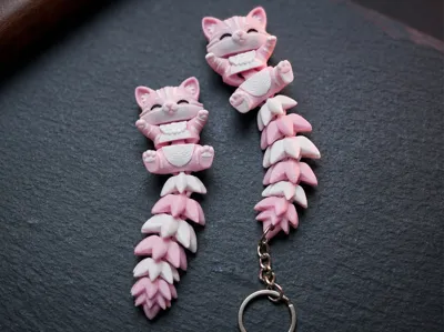 Fluffy Tail Cute Cat Toy / Keychain