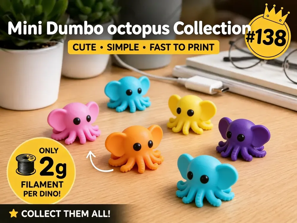 Dumbo Octopus Color Mini Dumbo octopus Fidget - Micro Zoo - Free 3D Print Model - MakerWorld