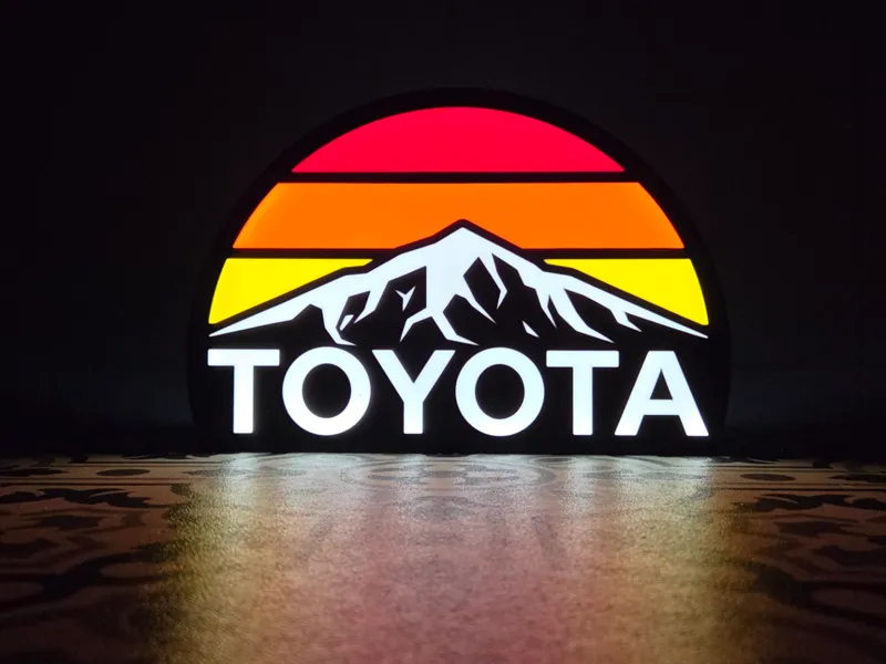 Toyota Retro Mountains LED Lightbox Sign