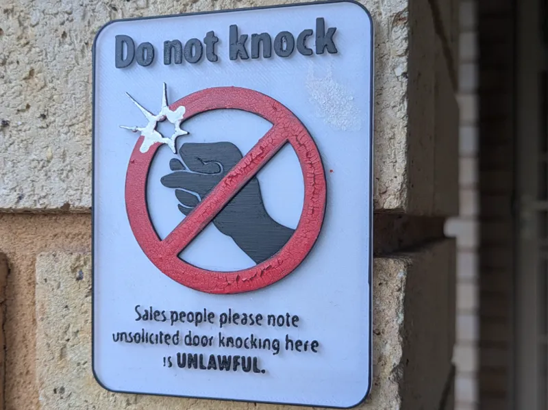 Do Not Knock sign - Australia