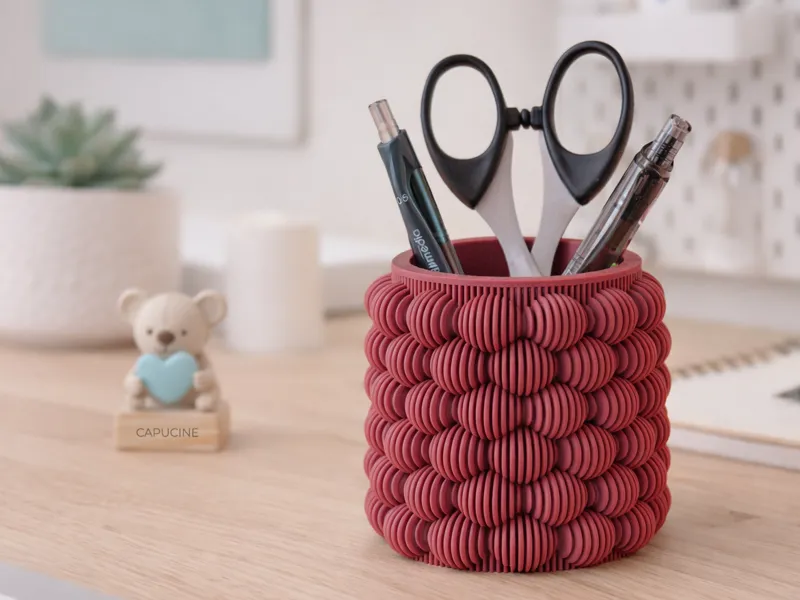 Ribbed Bubble Desk Organizer – Modern Pen Holder