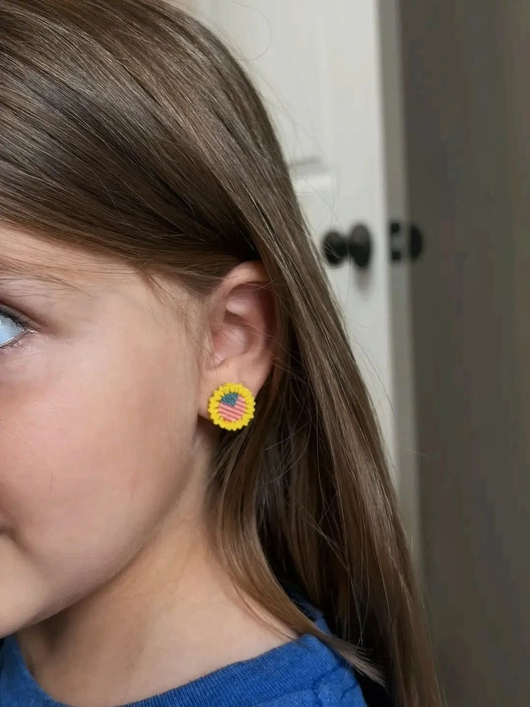 American Flag Sunflower Stud Earrings view 3