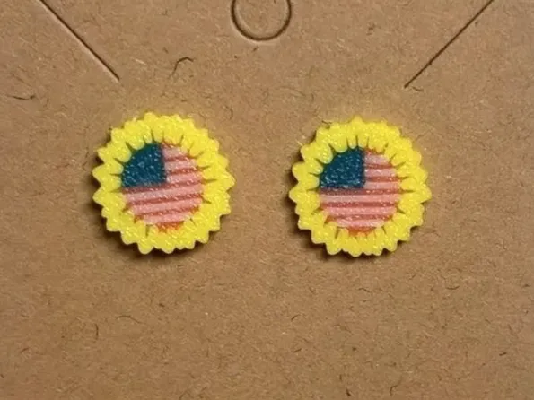 American Flag Sunflower Stud Earrings