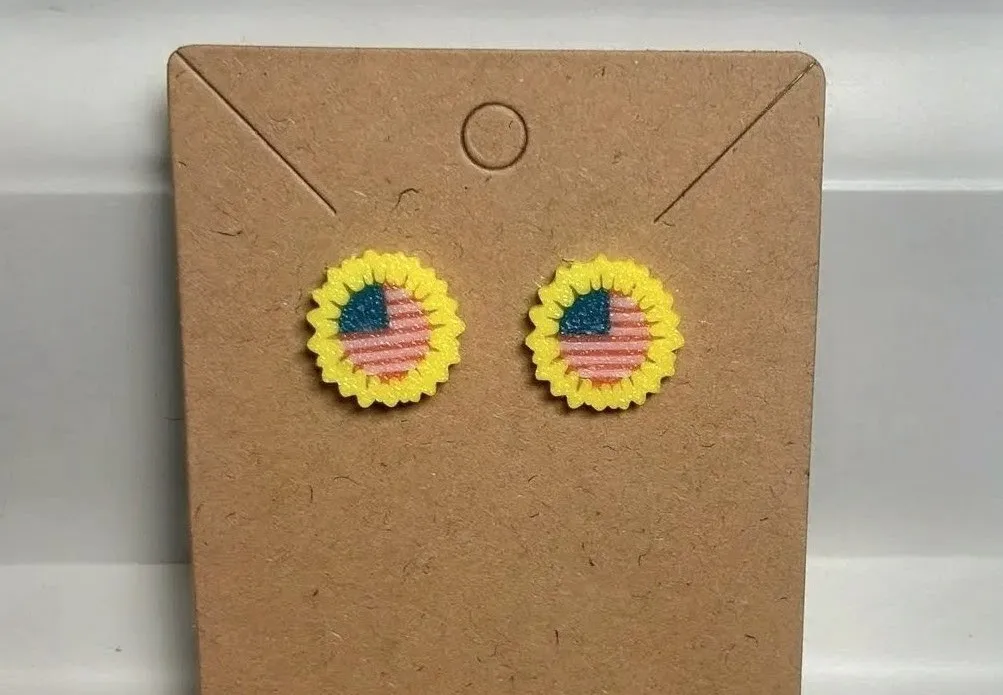 American Flag Sunflower Stud Earrings view 2