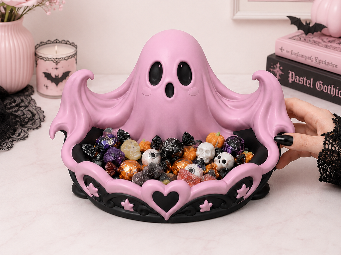 Goth Halloween Samhain Pastel Ghost Candy Bowl - 1