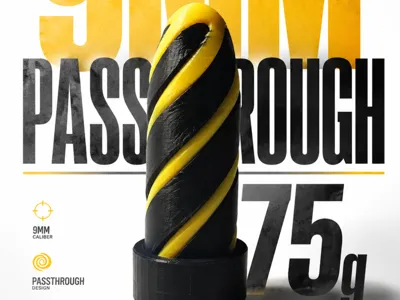 9mm Passthrough Spiral Bullet Print in place