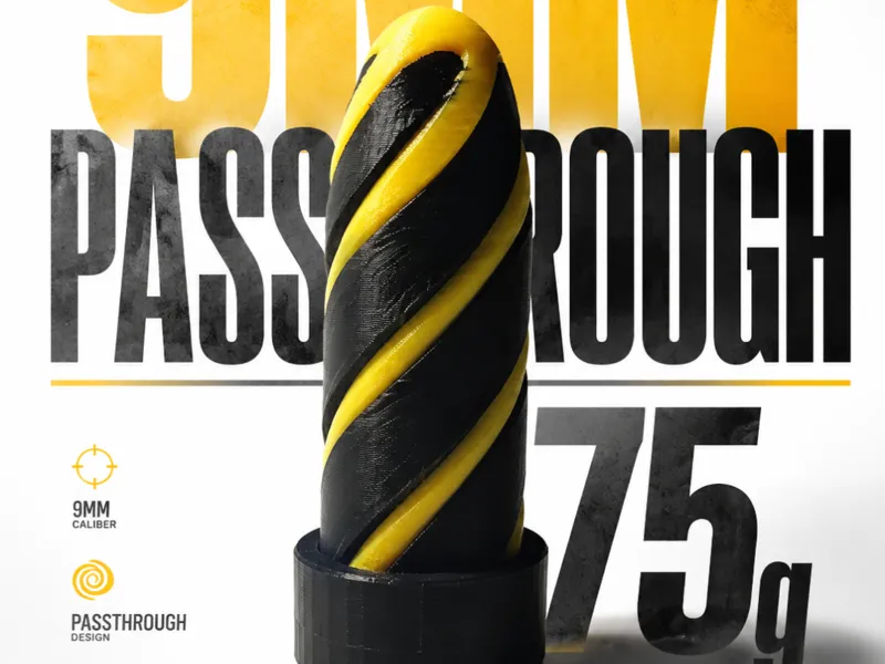 9mm Passthrough Spiral Bullet Print in place