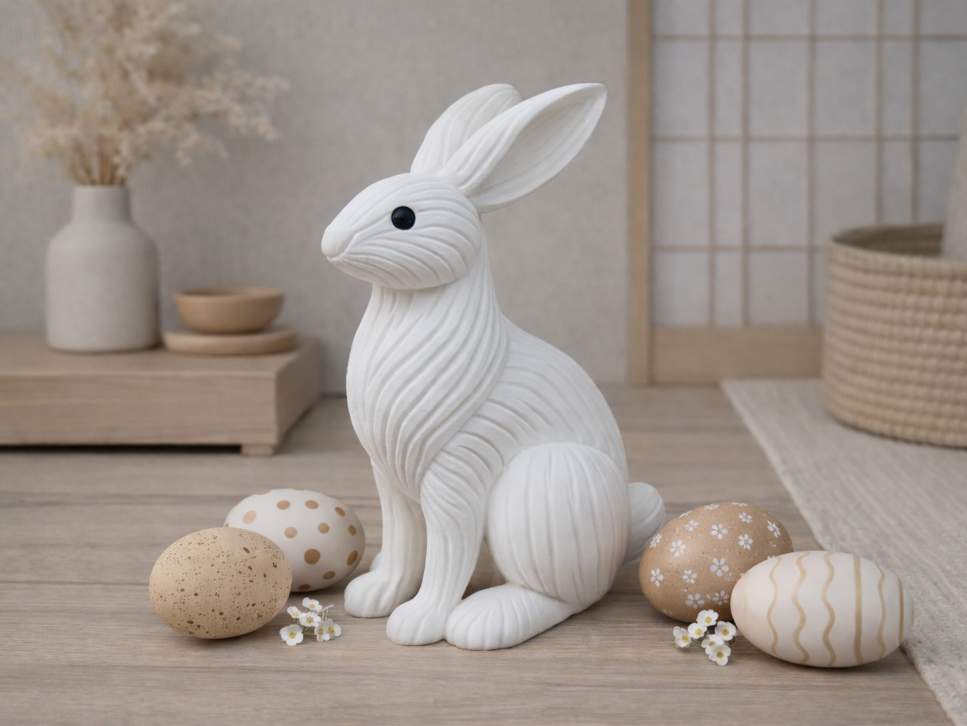 Japandi Easter Bunny - Ribbed Decor