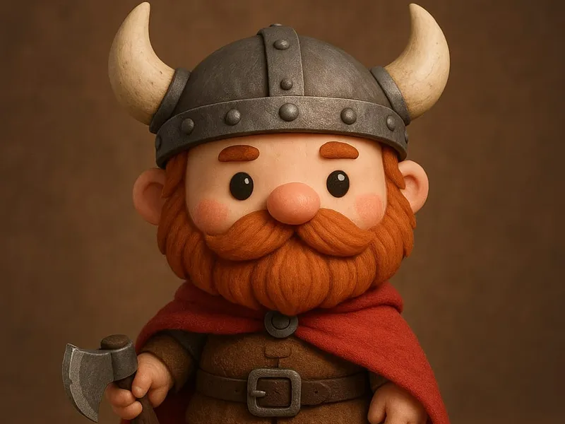 Chibi Viking with Red Cape