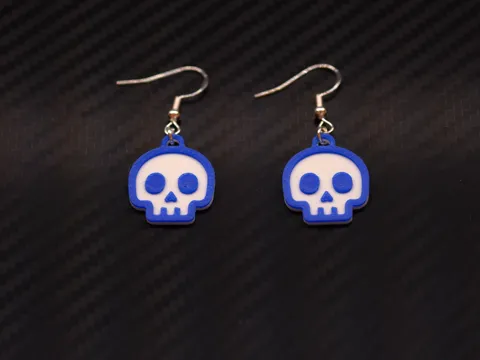 Earrings Skull M02 - 16 min print time view 3