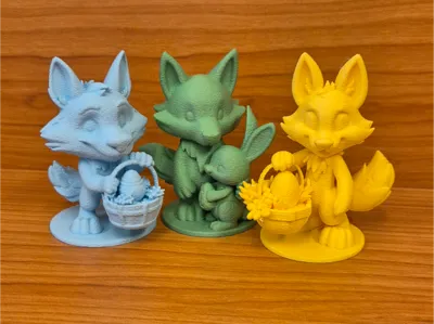 3x Easter decorations, wolf or fox figurine? Bunny