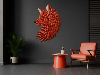 Geometric Wolf (fox) head wall art: