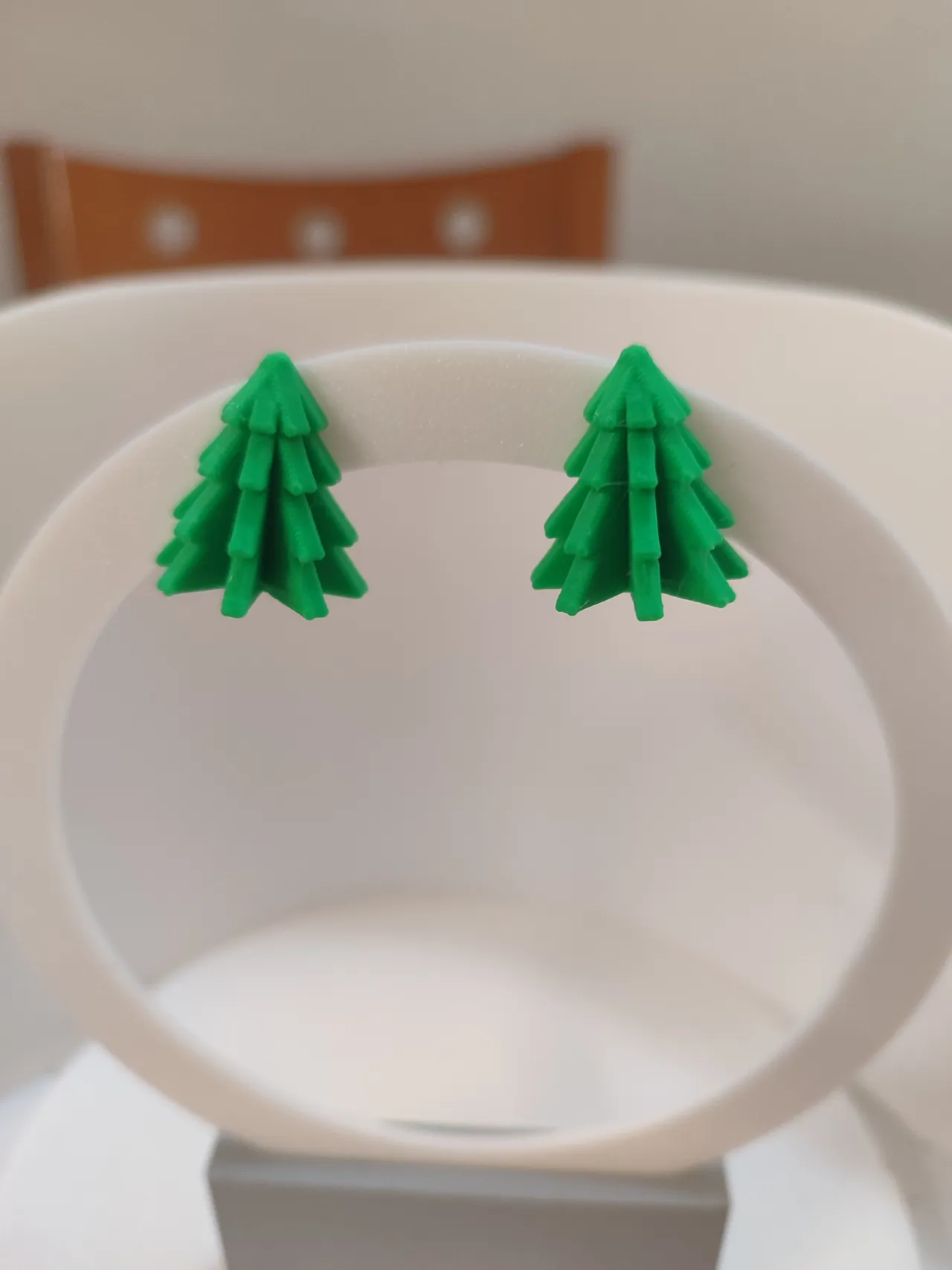 Christmas tree, santa hat, sock, snow pin earring view 3
