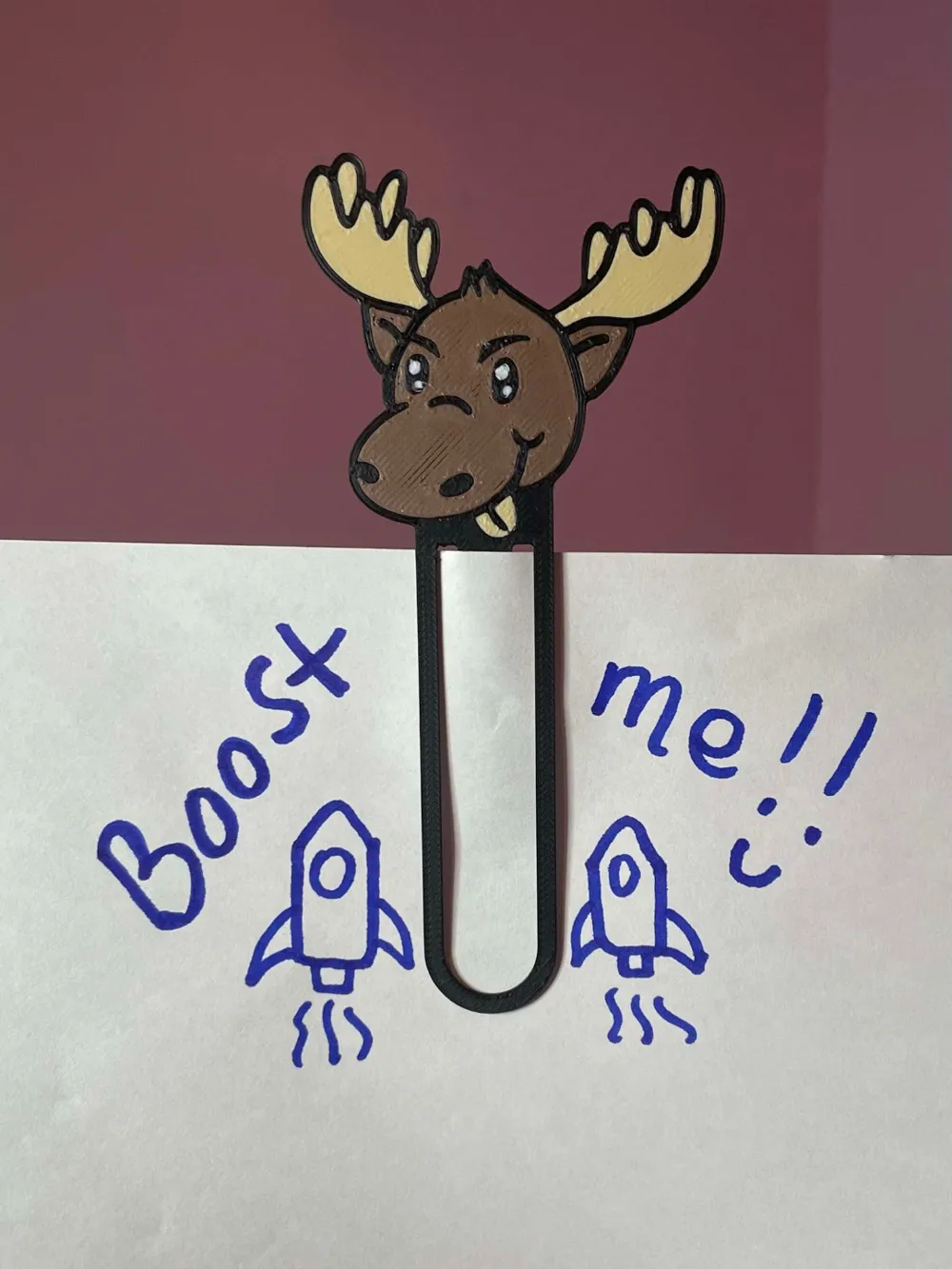 Moose Bookmark 2D Hand Designed Chibi Kawaii Art by 3DNickNacs - MakerWorld