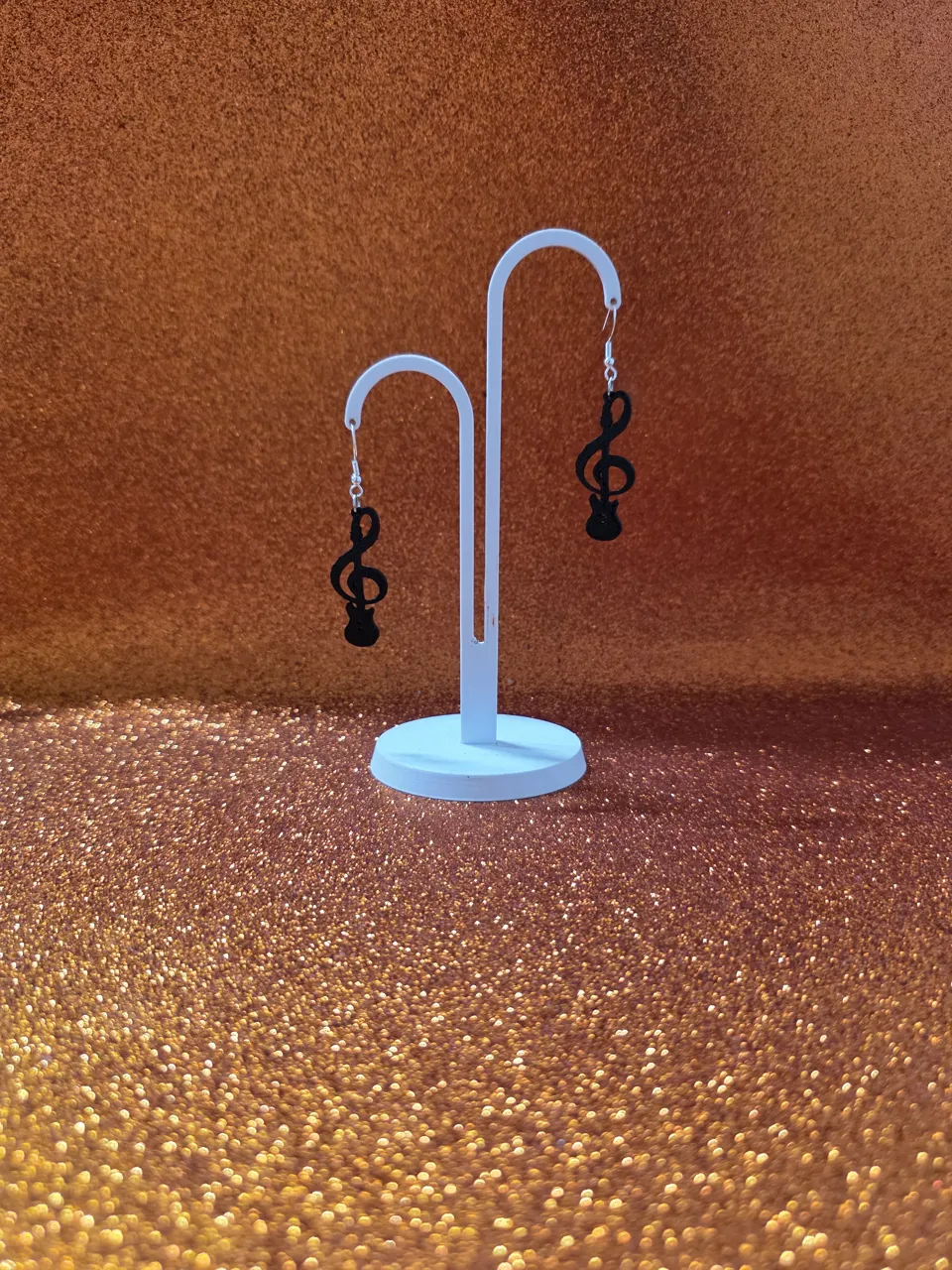 Guitar sol key earrings view 3