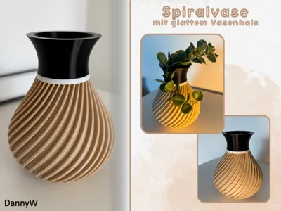 Spiral vase with smooth neck