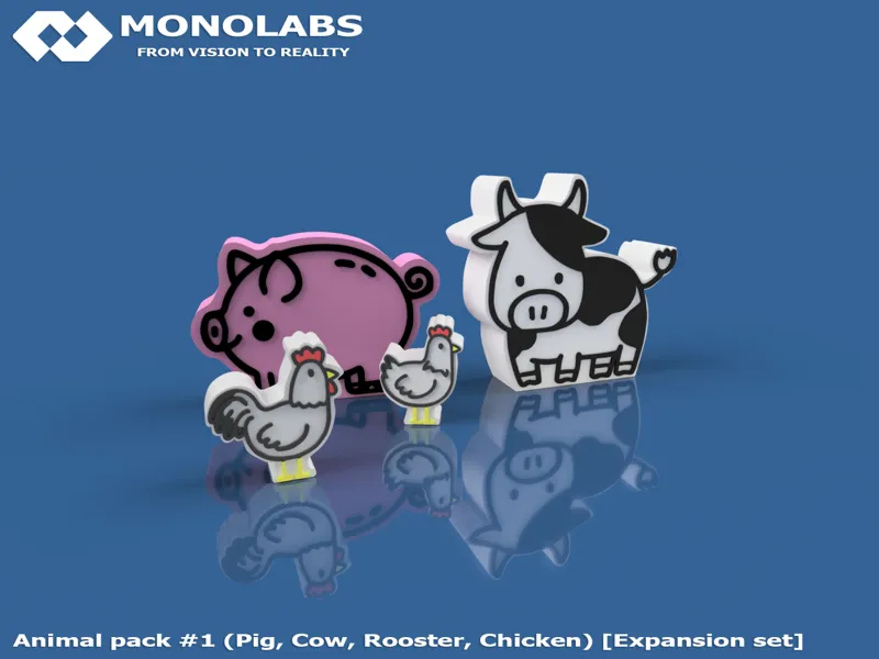 Animal pack #1 (Pig,Cow,Rooster,Chicken)[Exp. set]
