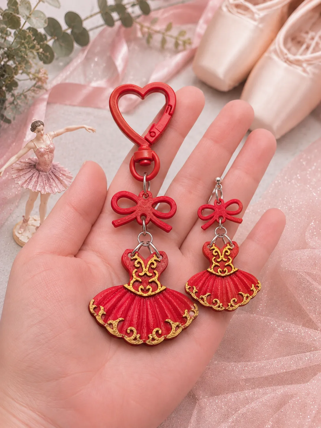 Ballet Belle Dress Earrings & Keychain view 2