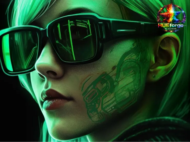Green cyber girl 2d ART HUeforge