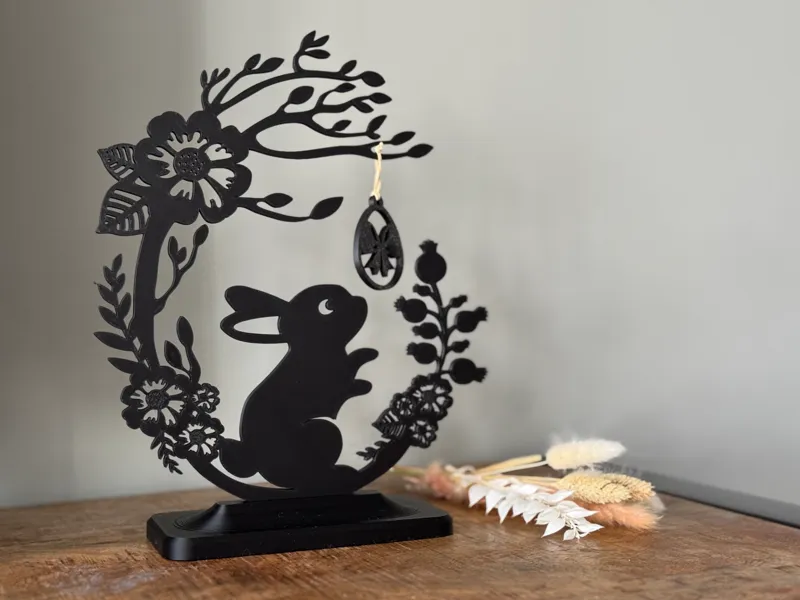 Easter Bunny with Floral Wreath
