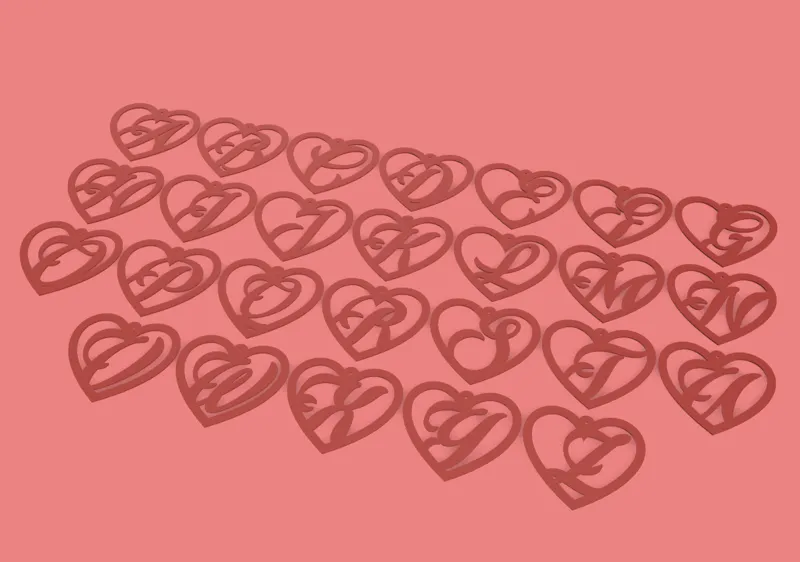 Heartfelt Initials: 3D-Printable Heart Shaped Alphabet Earrings STL File