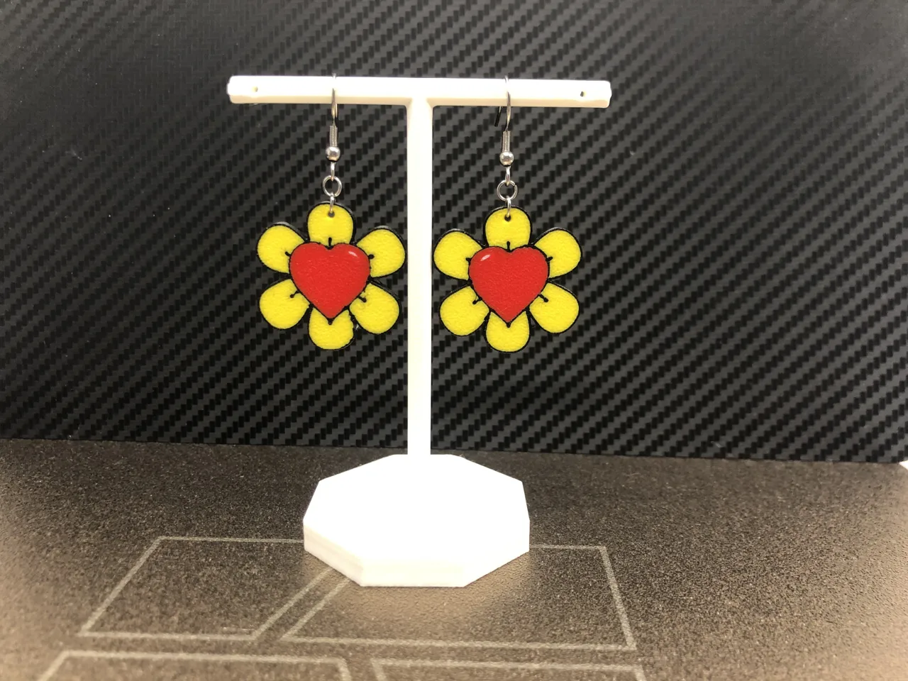 Heart flower earrings, AMS, 0.4 mm nozzle view 2