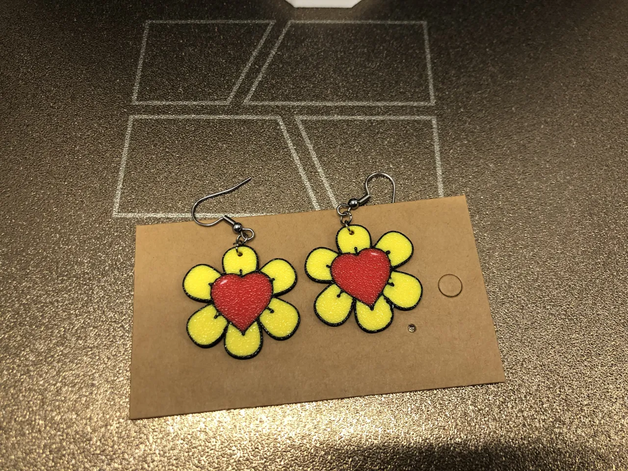 Heart flower earrings, AMS, 0.4 mm nozzle view 3