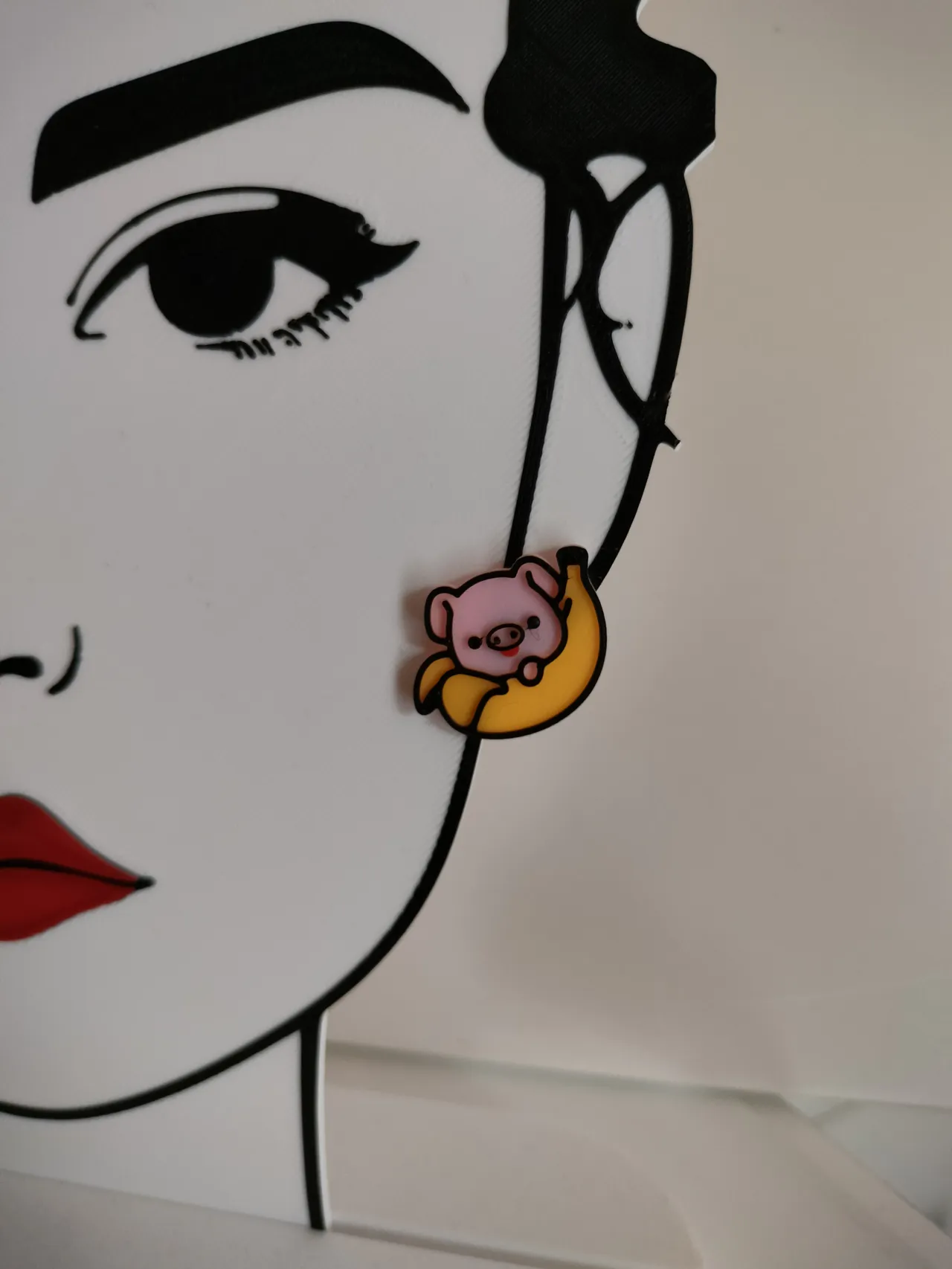 Banana Piggy earrings - Pig & Fruit series view 4