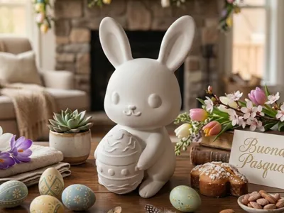 Minimal Easter Bunny with Egg (NO SUPPORT)