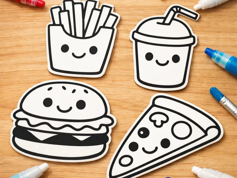 kawaii junk food coloriage