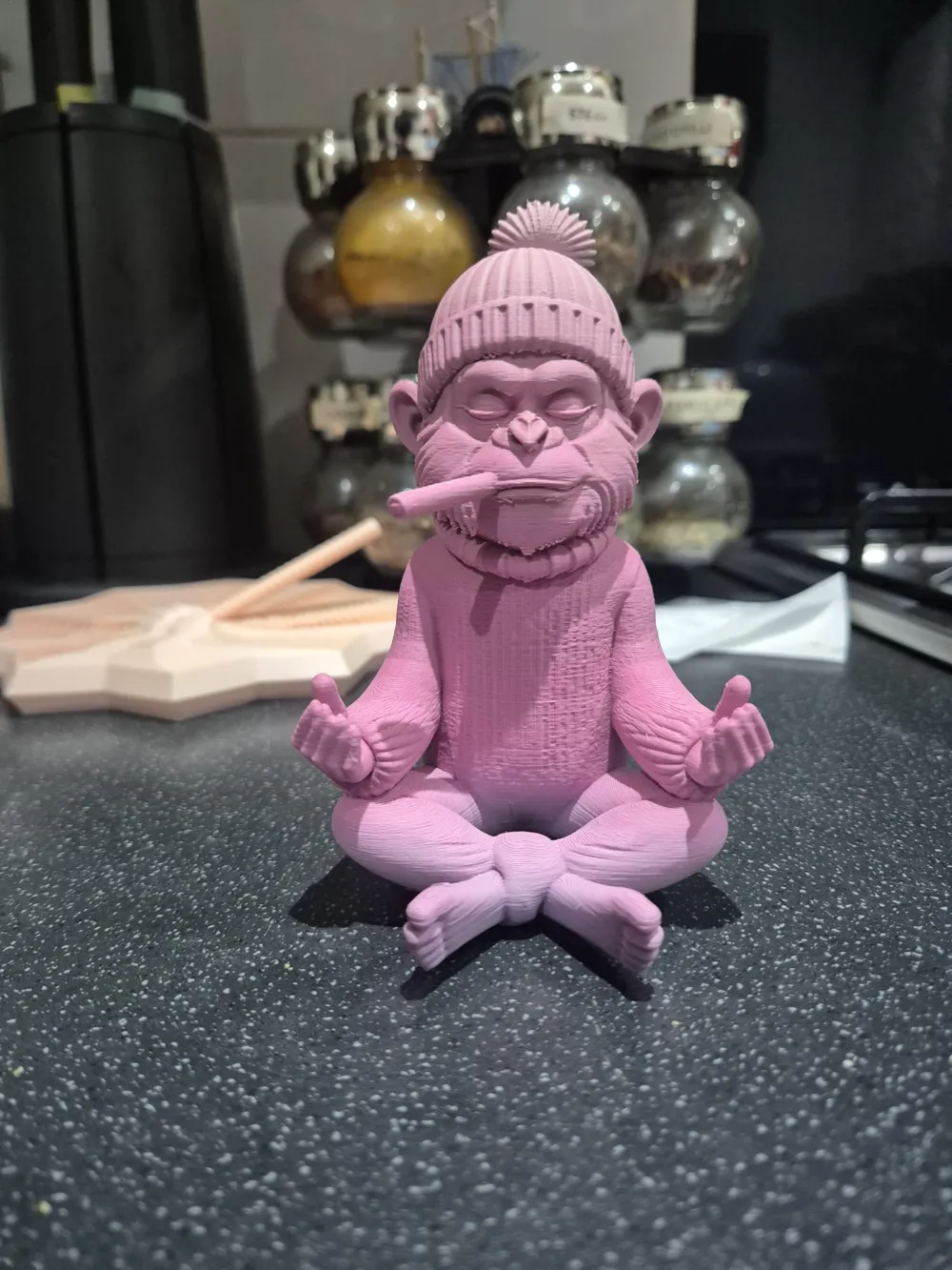 Özel Tasarım Rahatlatıcı Maymun Meditasyon Biblo Dekoratif Koleksiyonluk Süs