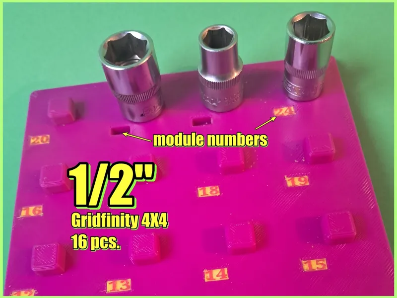 Gridfinity 1/2" Socket Holder - Metric